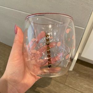 Starbucks Sakura cat paw double wall glass cup mug